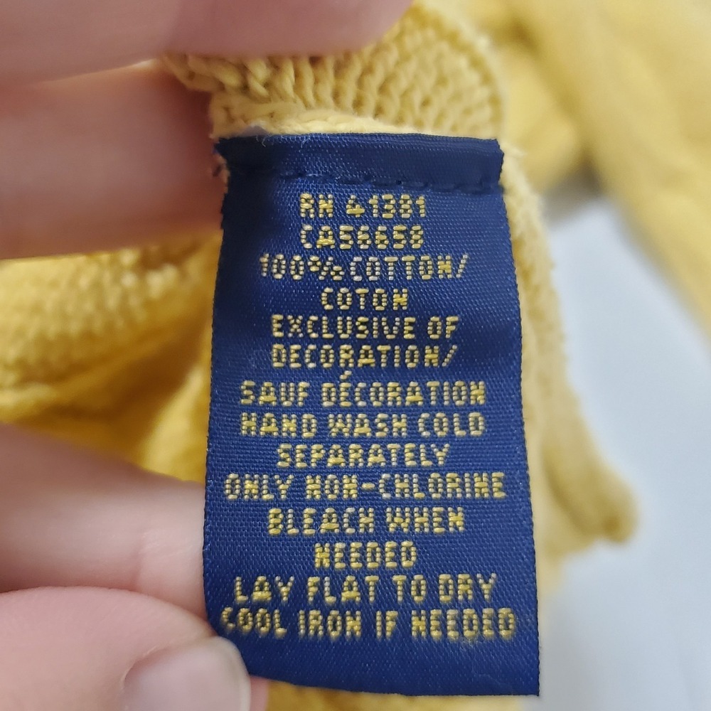 Polo Ralph Lauren Mens XL Yellow Cotton Cable Knit Sweater Crewneck Pullover - Picture 4 of 9